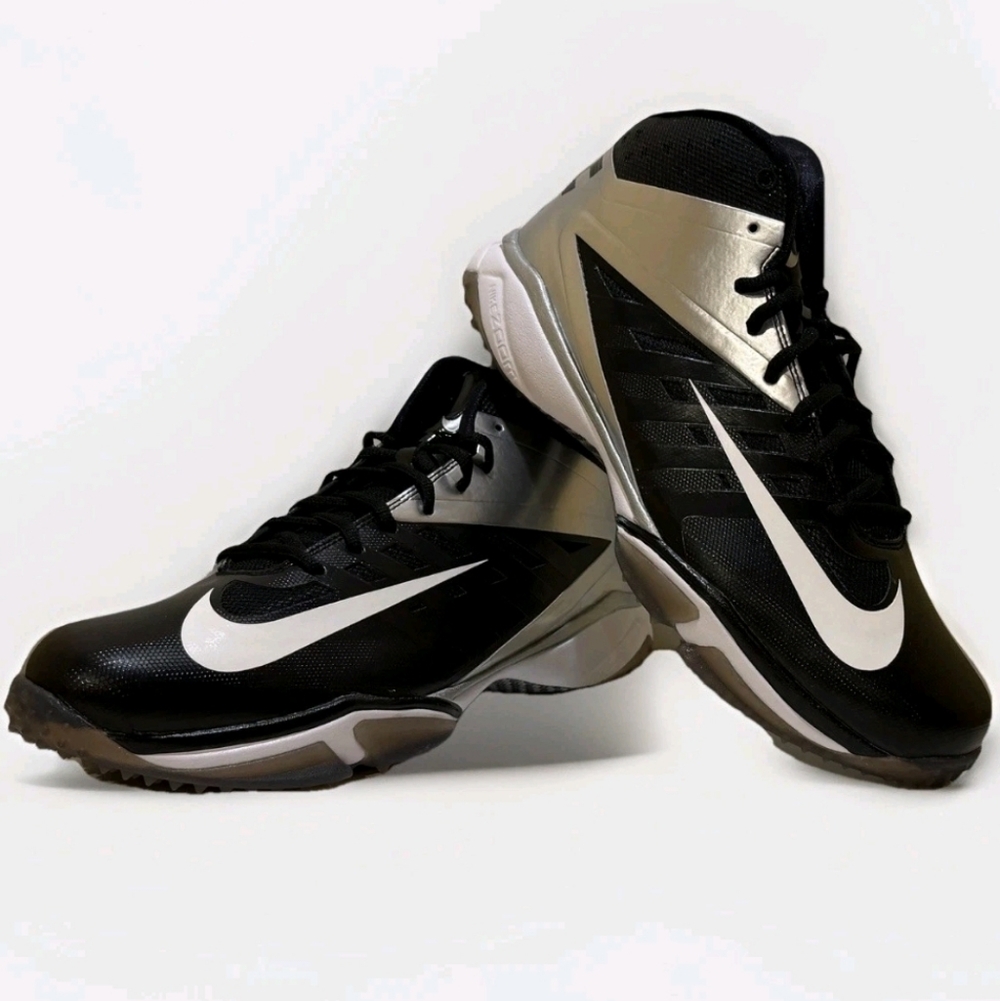 New Nike Vapor Pro 3/4 Nubby Turf Football Shoes Mens Size-11 Silver Black